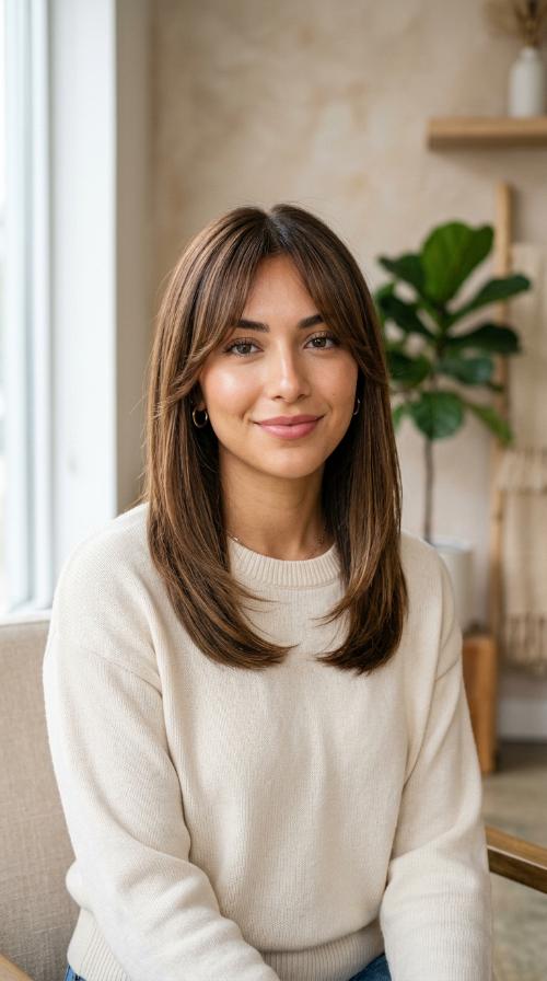 Straight and Sleek Face-Framing Layers