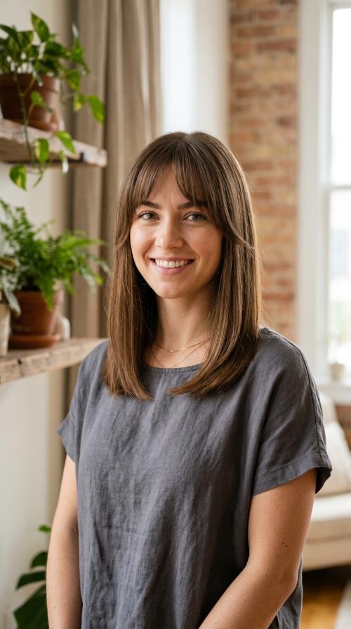 Straight Hair with Soft Arched Bangs