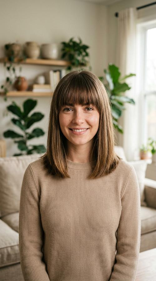Straight Medium Cut with Heavy Eye-Grazing Bangs