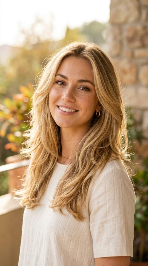 Sun-Kissed Golden Long Layers