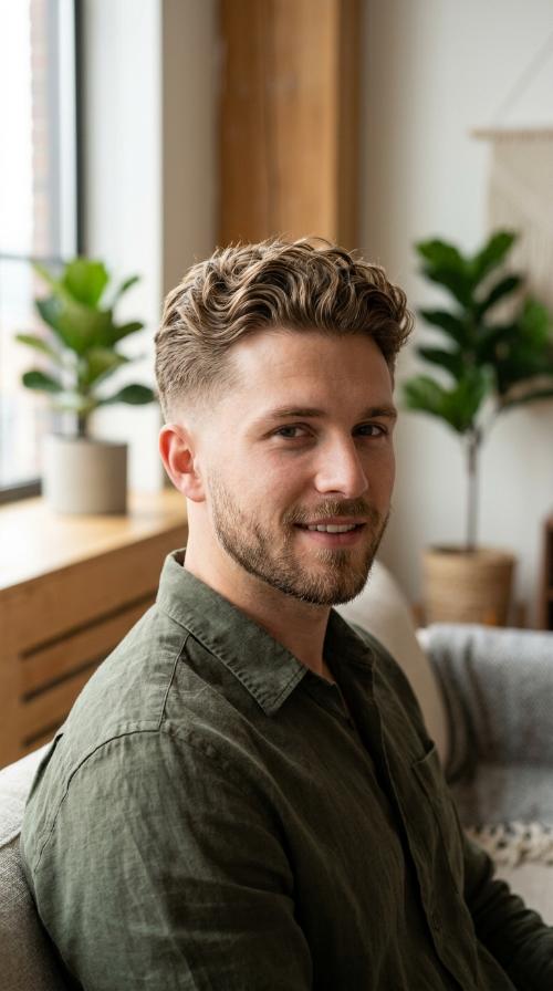Taper Fade with Wavy Top