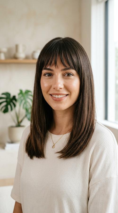 Tapered Fringe with Sleek Mid-Length