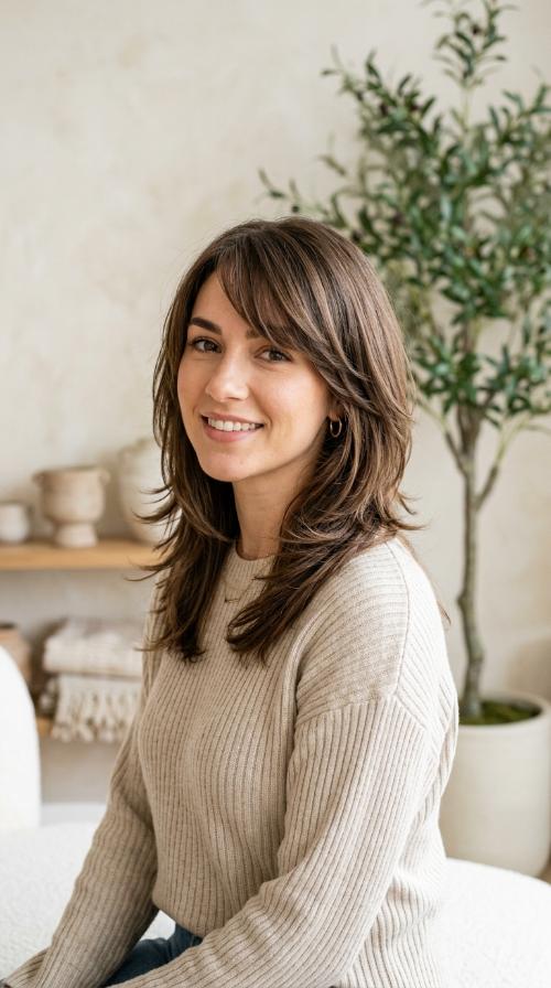 Tapered Layers with Asymmetrical Bangs