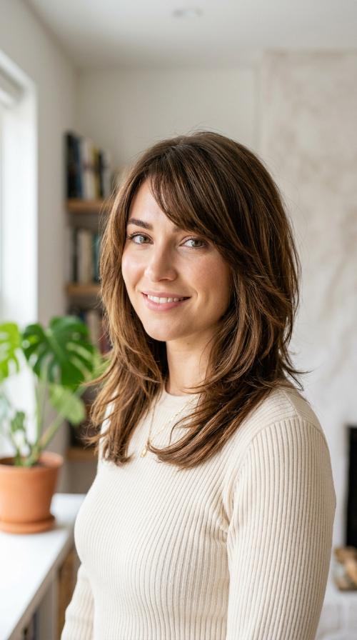 Tapered Layers with Asymmetrical Bangs