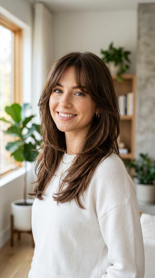 Tapered Layers with Curtain Bangs