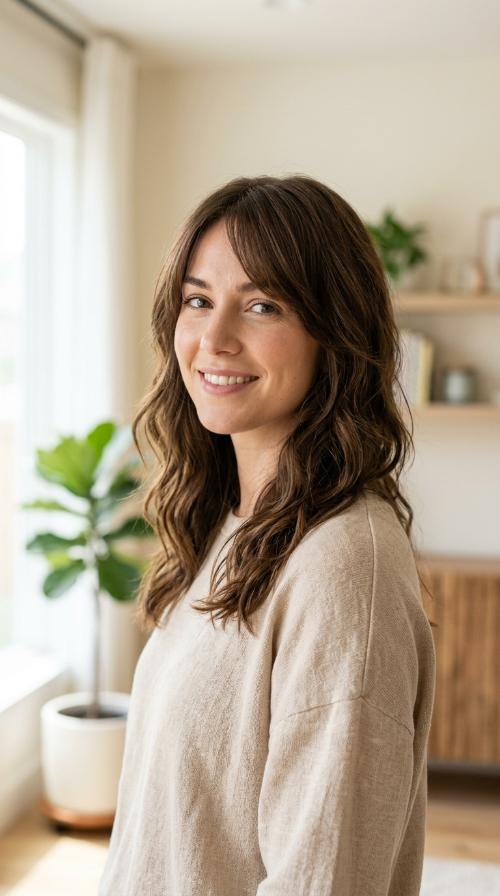Tapered Layers with Side-Swept Bangs