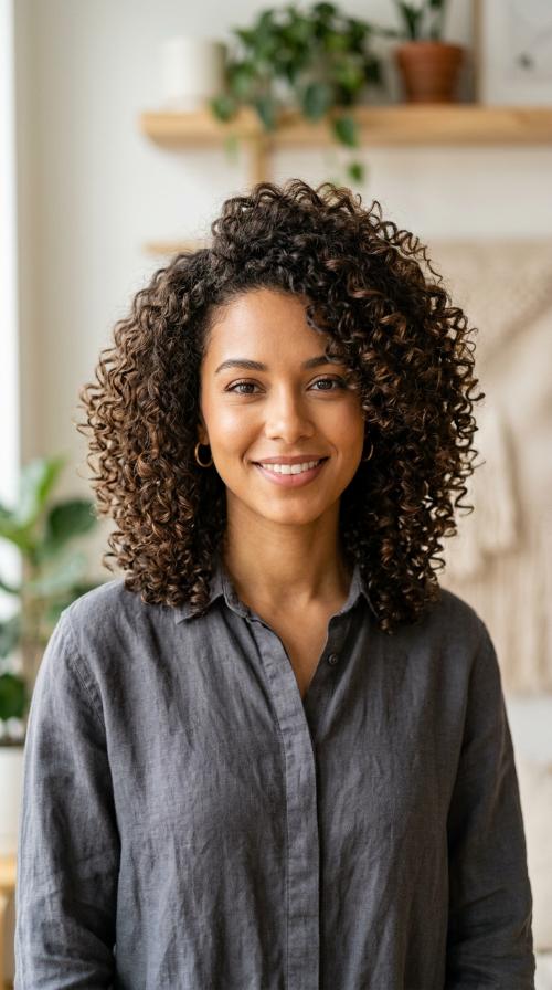 Tapered Medium Length Curls