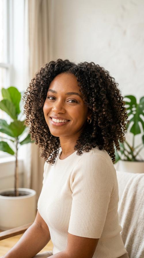 Tapered Shoulder-Length Curls