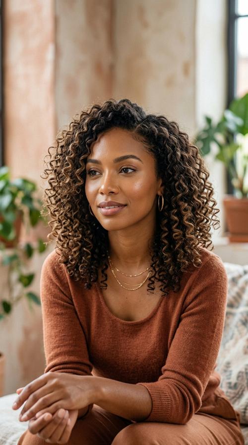 Tapered Shoulder-Length Curls