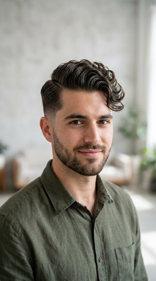 Tapered Side Part with Waves