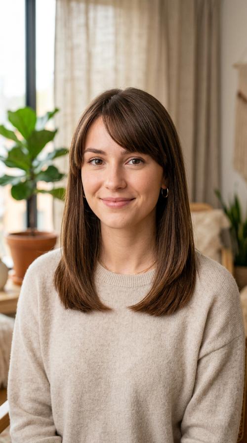 Tapered Side-Swept Bangs with Blunt Ends