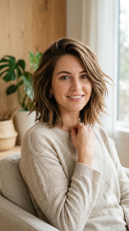 Textured A-Line Bob with Choppy Ends
