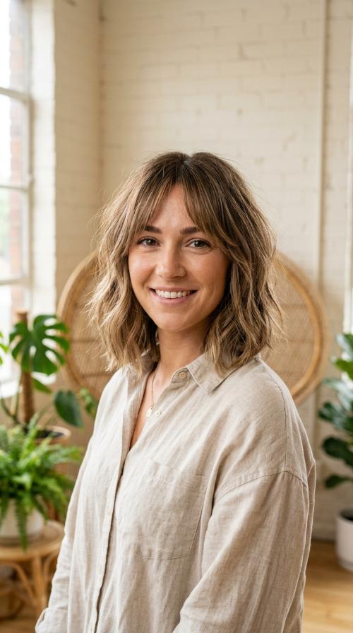 Textured Bob with Bottleneck Bangs