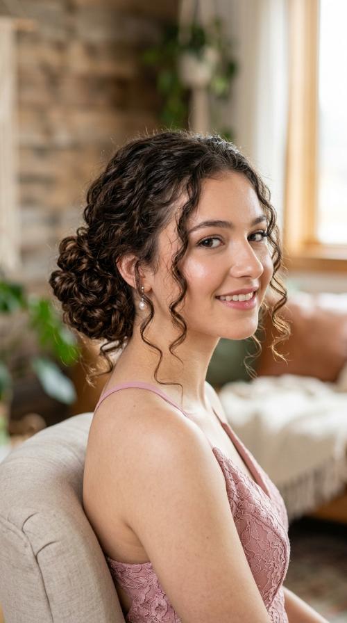 Textured Curly Low Bun