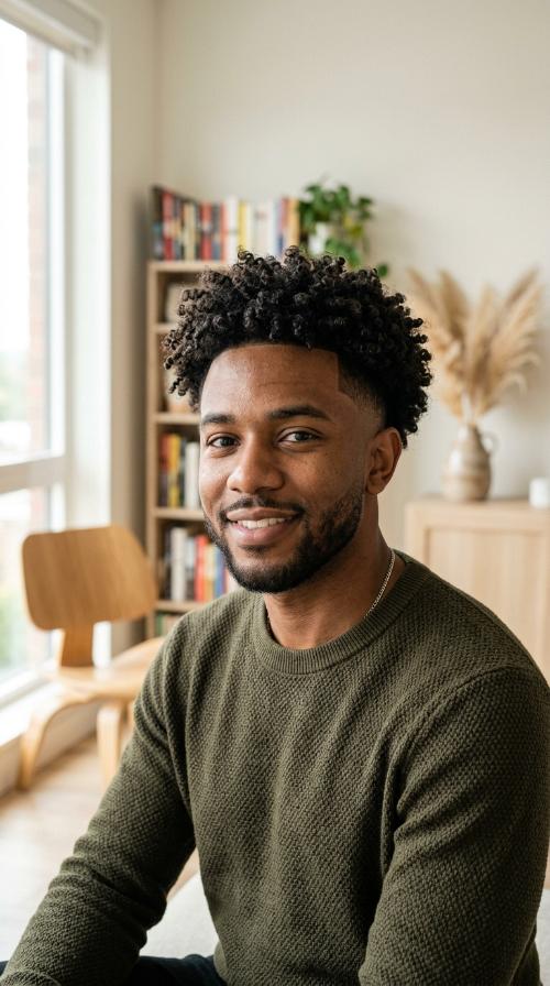 Textured Curly Taper Fade