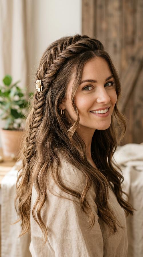 Textured Fishtail Half-Up