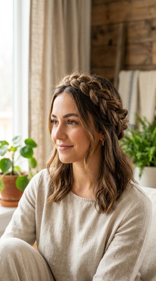 Textured French Braid Crown