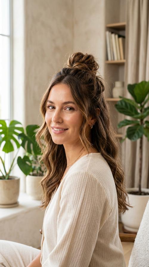 Textured Half-Up Top Knot