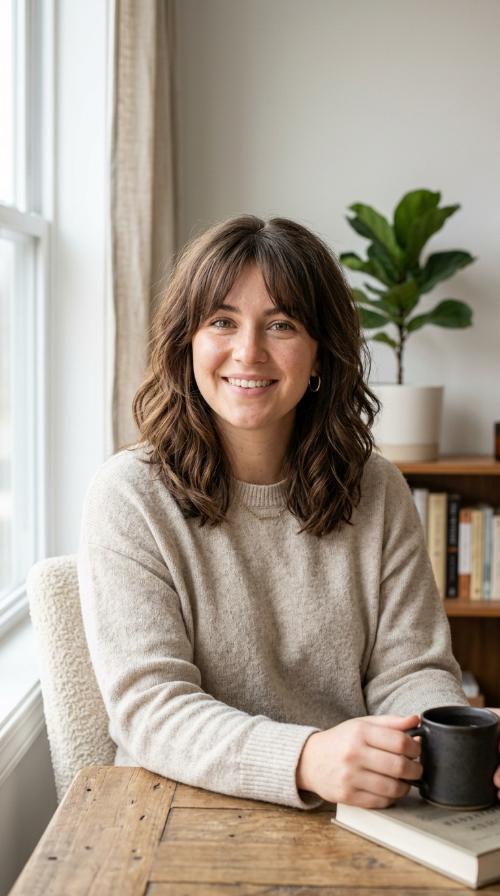 Textured Lob with Curtain Bangs