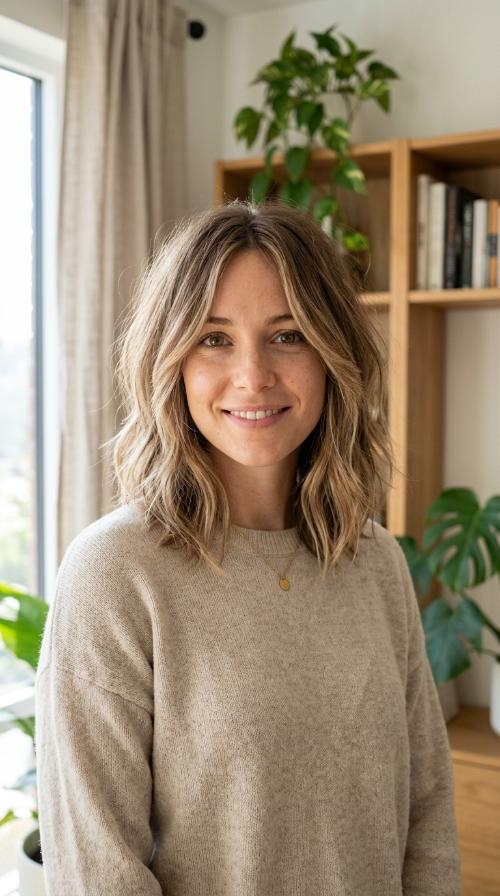 Textured Lob with Face-Framing Layers