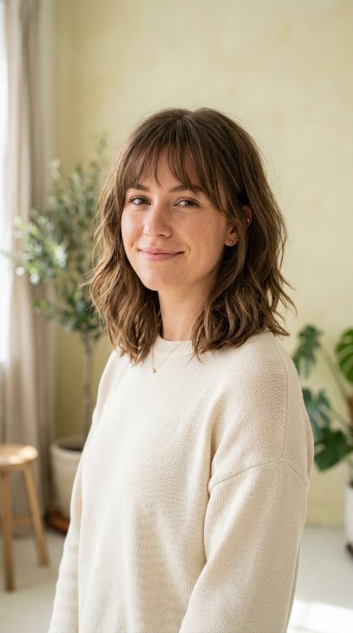 Textured Lob with Wispy Fringe