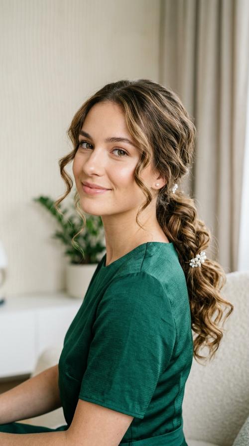 Textured Low Pony with Face-Framing Spirals