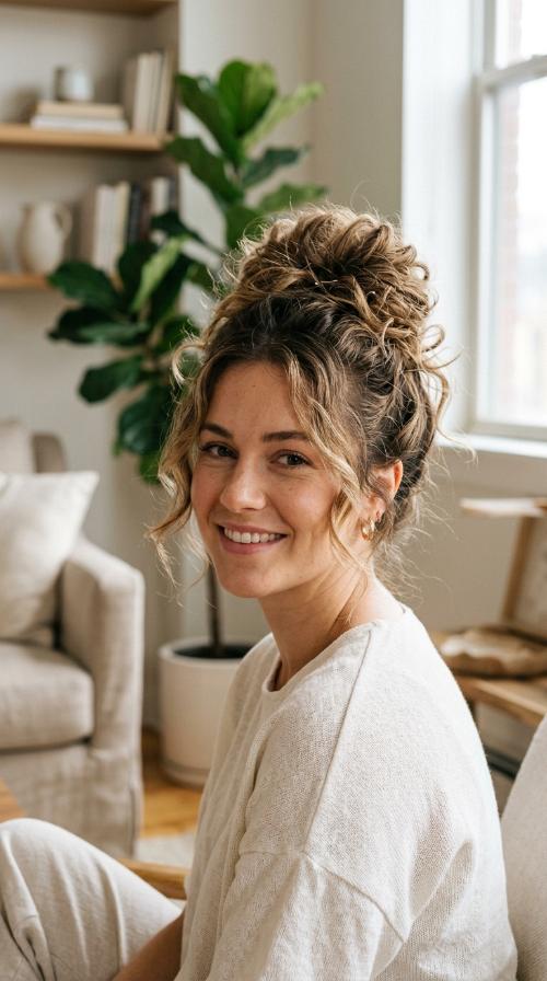 Textured Messy Bun with Volume