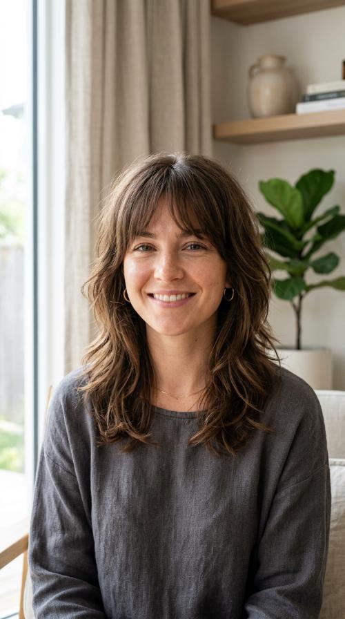Textured Mid-Length with Bangs