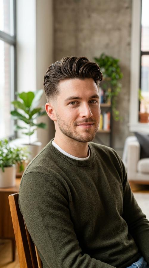 Textured Quiff with Low Taper