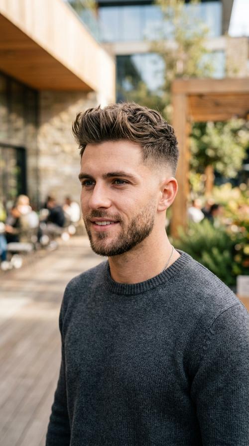 Textured Quiff with Taper Fade