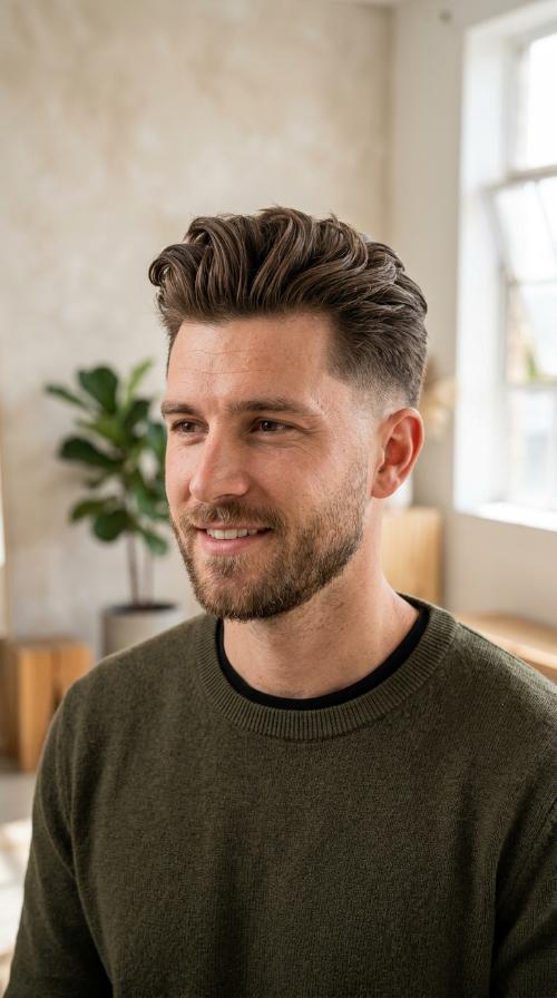 Textured Quiff with Taper Fade