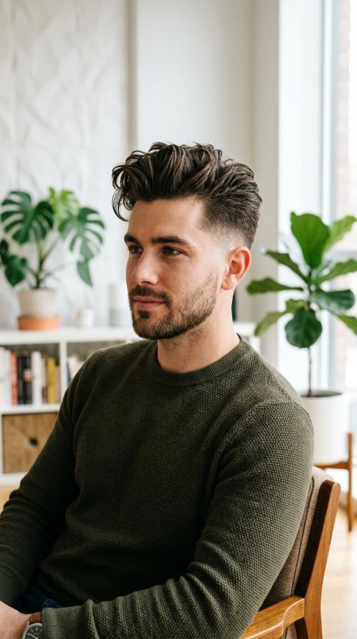 Textured Quiff with Taper Fade