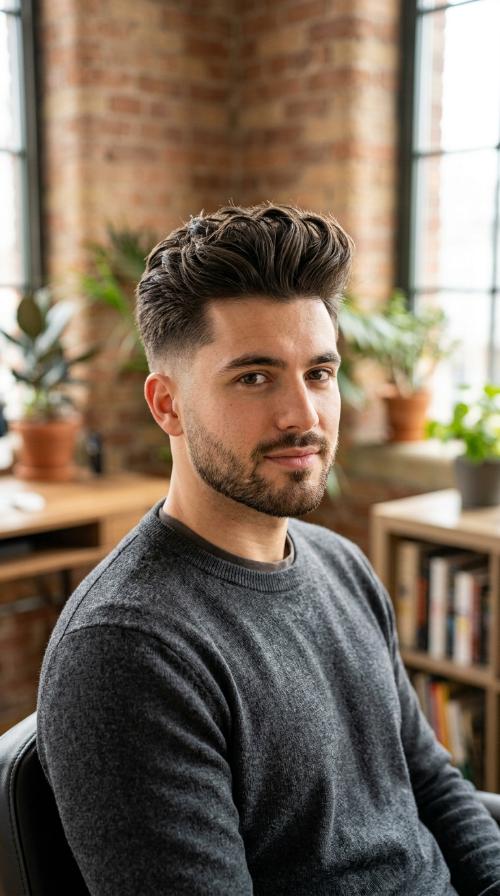 Textured Quiff with Taper Fade