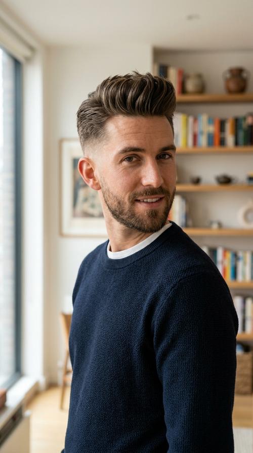 Textured Quiff with Tapered Sides