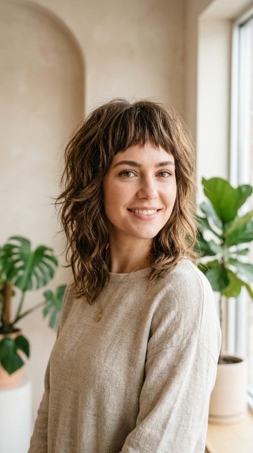 Textured Shag with Choppy Micro Bangs