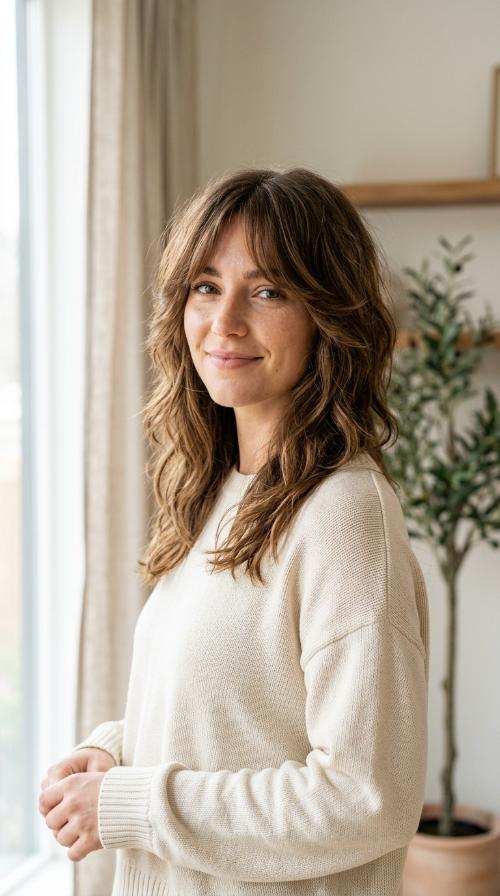 Textured Shag with Curtain Bangs