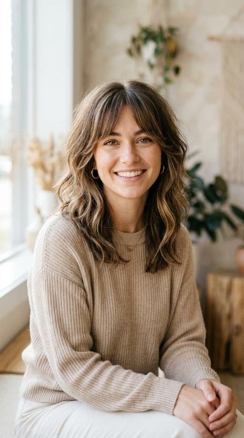 Textured Shag with Curtain Bangs