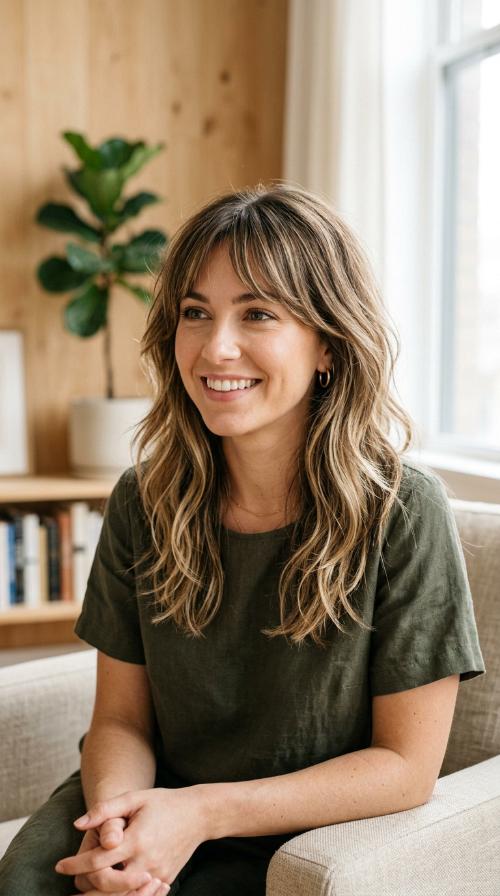 Textured Shag with Curtain Bangs