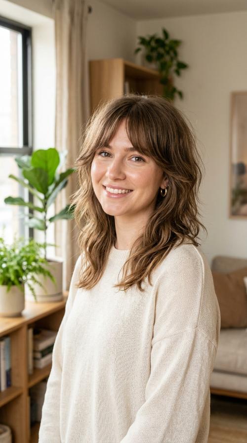 Textured Shag with Curtain Bangs