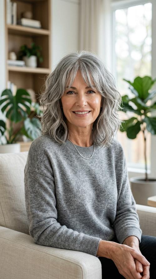 Textured Shag with Curtain Bangs