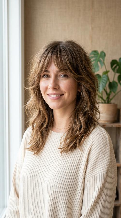 Textured Shag with Curtain Bangs