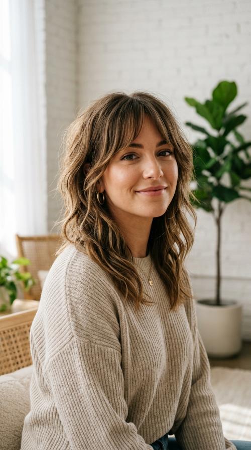 Textured Shag with Curtain Bangs