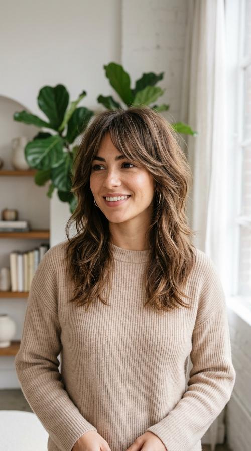 Textured Shag with Wispy Side Bangs
