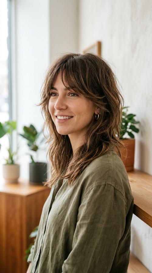 Textured Shag with Wispy Side Bangs