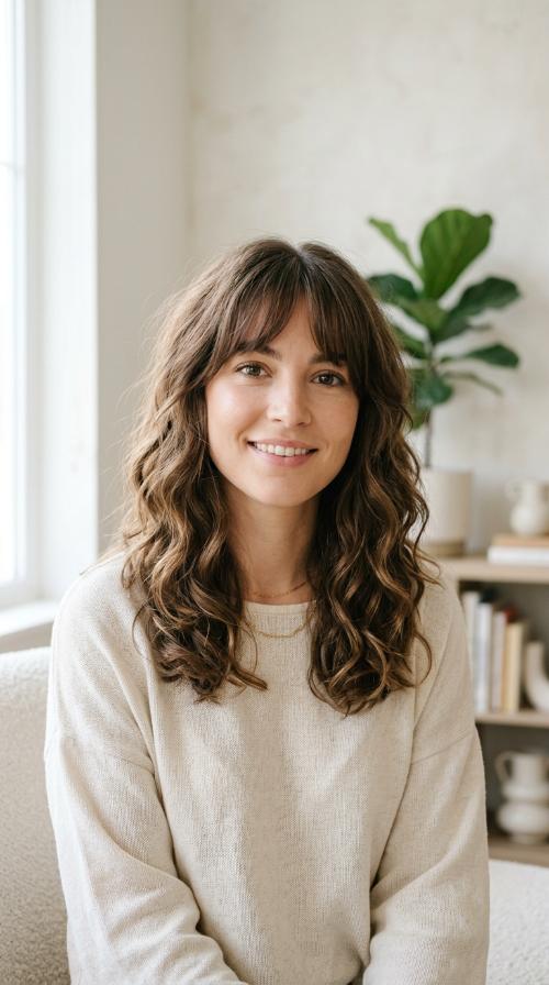 Textured Waves with Bardot Bangs
