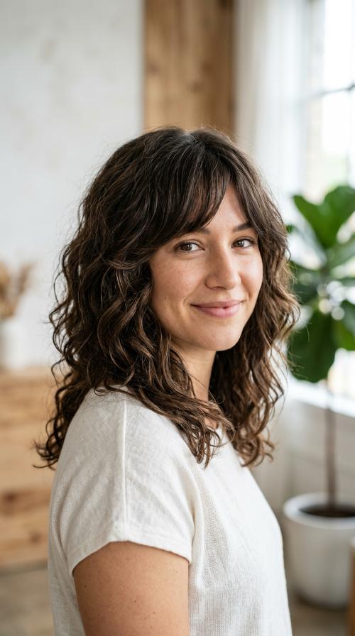 Textured Waves with Side-Swept Bangs
