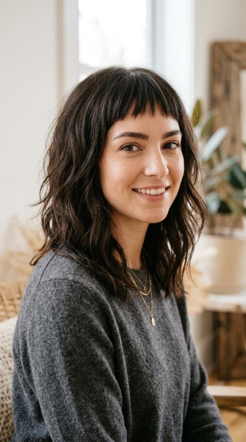 Texturized Lob with Micro-Bangs