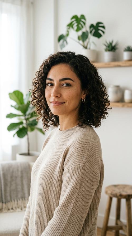 The Angled Curly Bob