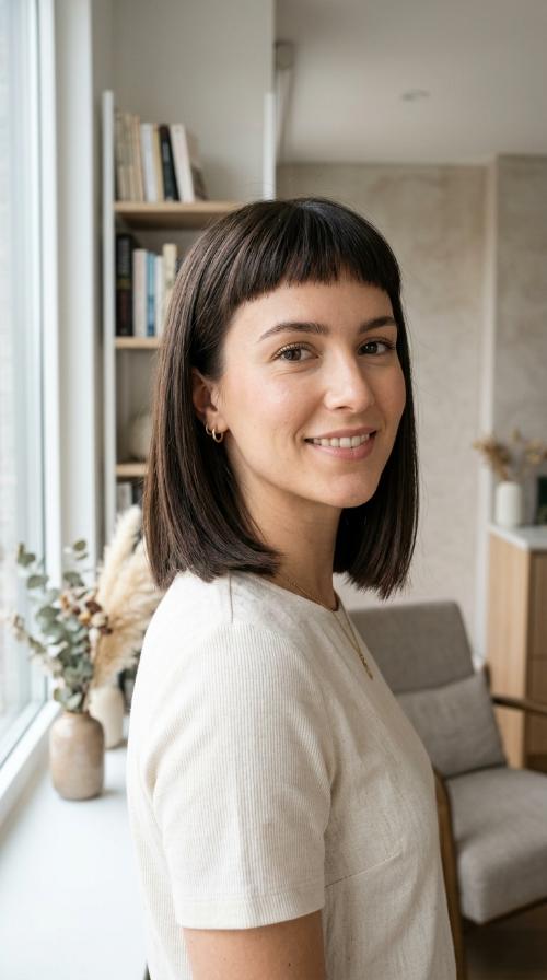 The Blunt Cut with Micro-Bangs