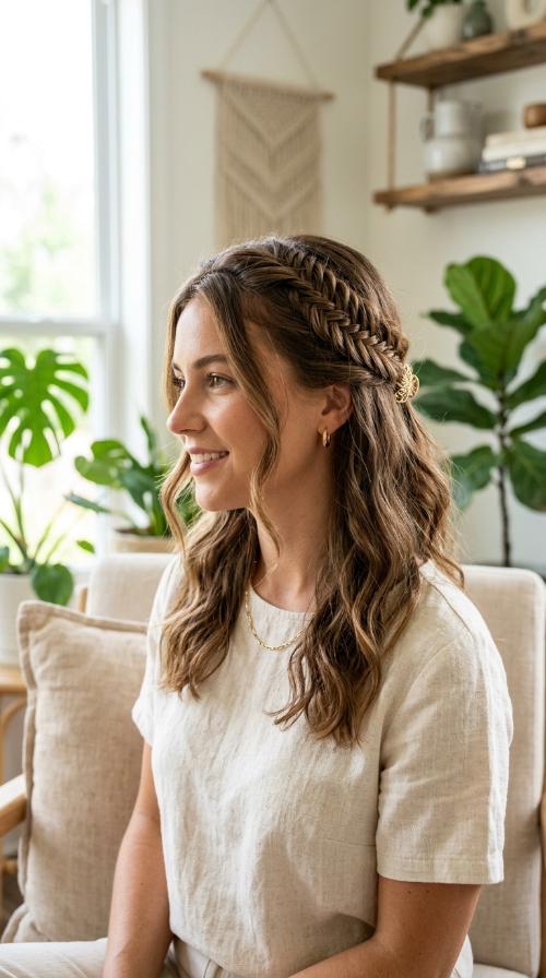 The Boho Fishtail Half-Up